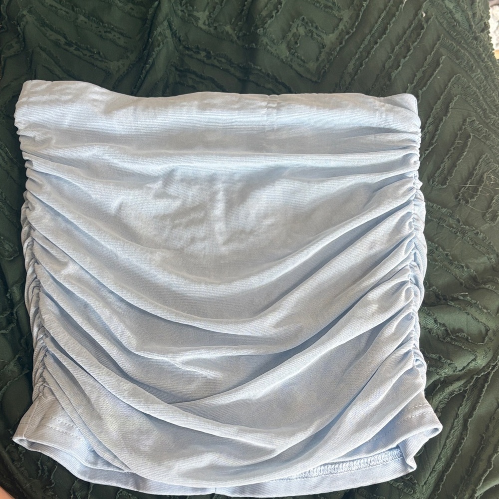 Light Blue Ruched Women's Skirt